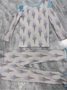 Hamner Hill Girls Ice Cream Cone Pajama Set - Pastel Pink & Light Blue